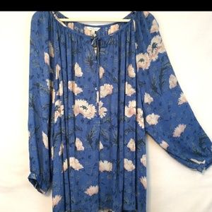 Luck Brand Dusty Blue Popover Tunic